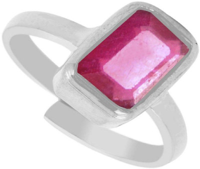 Gemzonite Natural and lab certified Manik Silver ring Stone Ruby Silver Plated Ring