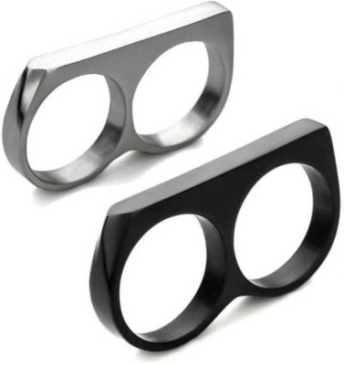 Sanoka Double Finger Ring for Boy and Girl Two Stainless Steel Ring