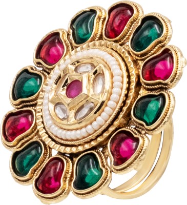 Shining Jewel Brass Cubic Zirconia Gold Plated Ring