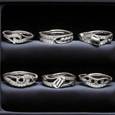 Hetshree Elegant Silver Combo Rings Collection Brass Diamond Silver Plated Ring