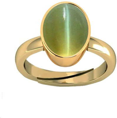 Sidharth Gems Brass Cat's Eye Gold Plated Ring