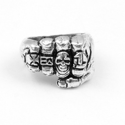 PearlzGallery Gothic Fist Silver Plated Brass Rings for Boys and Men Brass Brass Plated Ring