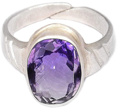Takshila Gems Natural Adjustable Amethyst Ring in Silver Lab Certified 9.25 Ratti / 8.32 Carat Stone Amethyst Ring