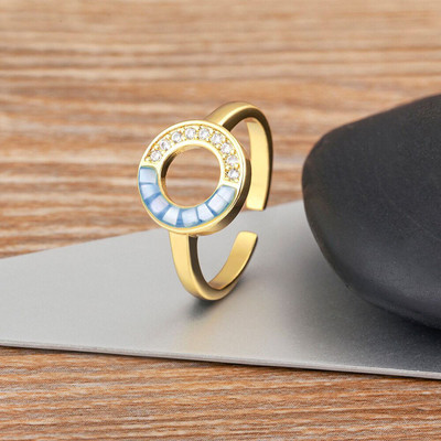 ZIVOM Abalone Circle Copper Mother of Pearl Gold Plated Ring