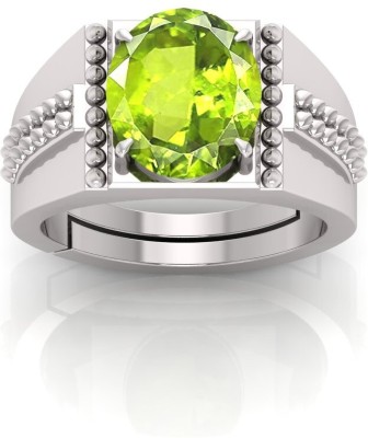 TODANI JEMS 12.25 Ratti Peridot Gemstone Adjustable Ring With Lab CertificateC Crystal Peridot Sterling Silver Plated Ring