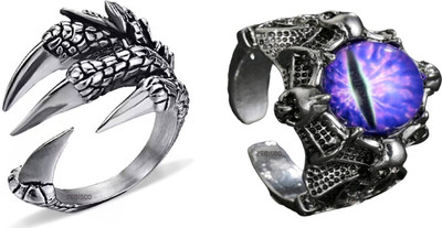 ROOTWAVE dragon claw ring Dragon Eye Ring for Men and Women Adjustable Ring Purple Stone, Stainless Steel Ring