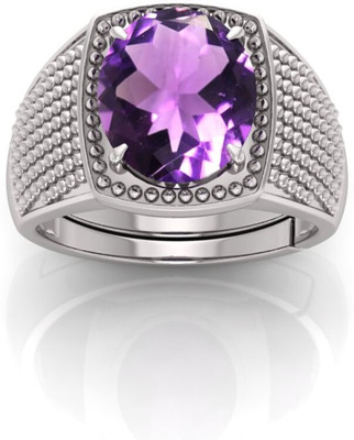 Pranjal Gems 12.25 Ratti Amethyst Gemstone Adjustable Ring With Lab CertificateKT Stone Amethyst Gold Plated Ring
