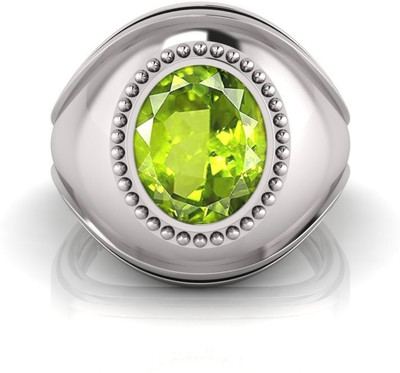 TODANI JEMS 9.25 Ratti Peridot Gemstone Adjustable Ring With Lab CertificateAO Shell Peridot Rhodium Plated Ring
