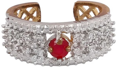 Radhika Creation Red Stone American Diamond accent Band Ring Alloy Ruby Gold Plated Ring