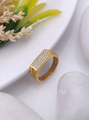 Mahi creations Gold Plated Diamond Wedding,Partywear ring-130 Brass Diamond Gold Plated Ring