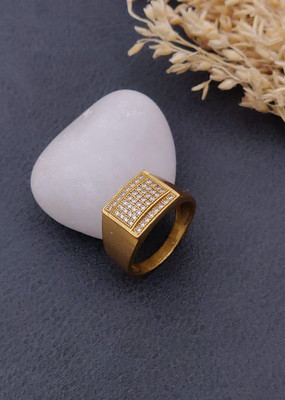 MAME CREATION Gold Plated Diamond Wedding,Partywear ring-04 Brass Diamond Gold Plated Ring