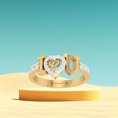 sk jewels ILU C Letter Rings Gold Adjustable Valentine Latest Couple Girlfriend Women Ring Brass Cubic Zirconia Gold Plated Ring