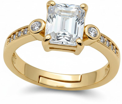 SENCILLA CHIC EMERALD CUT ENGAGEMENT RING Alloy Cubic Zirconia Copper Plated Ring