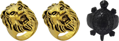 Dynamic Retail Global Set of 3 Ring for Men, Gold-Silver Alloy Ring