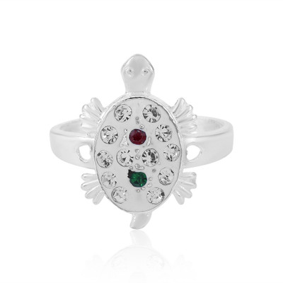 morir Silver Plated Embellished with Cubic Zirconia Tortoise Turtle Meru Ring Brass Cubic Zirconia Silver Plated Ring