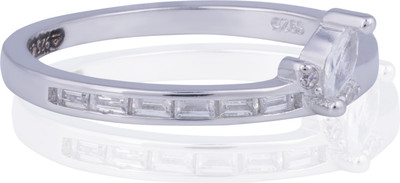 Pratham Silver Cubic Zirconia Rhodium Plated Ring
