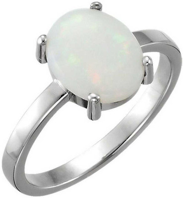 Gemzonite Original & Certified 6.50 ratti Opal stone Ring for Astrological Purposes... Alloy Opal Silver Plated Ring