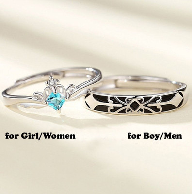 najrota Unique Adjustable Couple Combo Lovers Valentine Stainless Steel Plated Ring Stainless Steel Ring