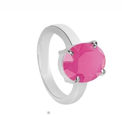 SIDHGEMS 8.25 Ratti 7.25 Carat Natural Ruby Stone Manik Ring Brass Ruby Silver Plated Ring