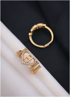 GORASH CREATION Alloy Cubic Zirconia Gold Plated Ring