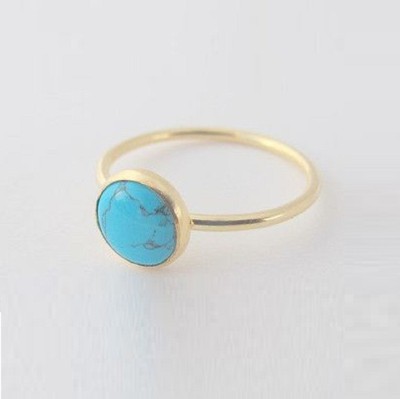 Gemzonite Firoza stone / Turquoise Ring certified and Astrological Purpose for unisex Brass Turquoise Gold Plated Ring