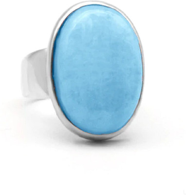 Gemzonite Firoza stone / Turquoise Ring certified and Astrological Purpose for unisex Brass Sterling Silver Plated Ring