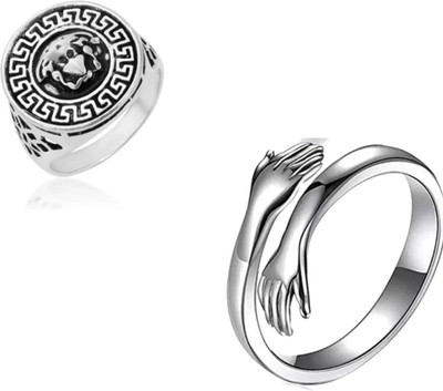 Vedansh Alloy Sterling Silver Plated Ring Set
