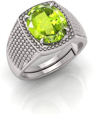 TODANI JEMS 14.25 Ratti Peridot Gemstone Adjustable Ring With Lab CertificateFF Stone Peridot Silver Plated Ring