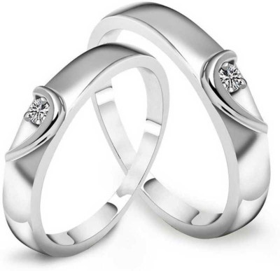 Animated stainless Steel Wedding Style Rings For Lovers, Couples, Husband Wife Alloy Zircon Silver Plated Ring Set