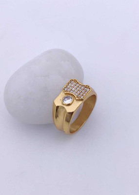 GORASH CREATION Brass Diamond Gold Plated Ring