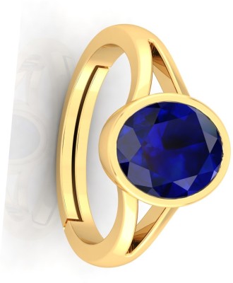 BHAIRAW GEMS 5.25 Ratti A1+ Quality Blue Sapphire Neelam Gold Plated Adjustable Brass Sapphire Gold Plated Ring