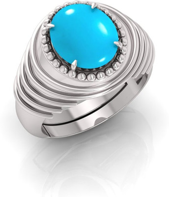 Pranjal Gems Stone Turquoise Silver Plated Ring