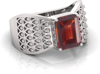 The Crystl Cache Store 9.25 Ratti Gomrd Gemstone Ring For Men And Women AA++ Quality Brass Garnet Silver Plated Ring