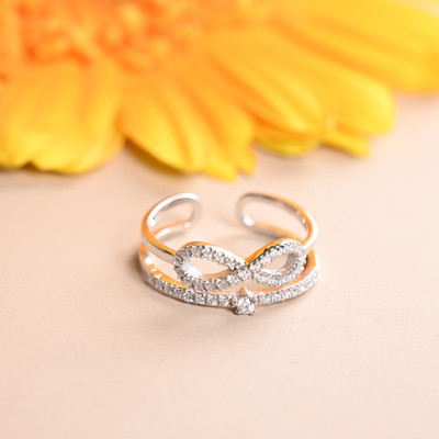 CLARA Talia Infinity Sterling Silver Cubic Zirconia Platinum Plated Ring