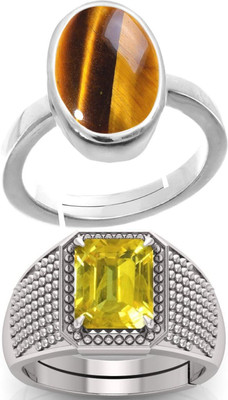 BHAIRAW GEMS Moonstone Stone Silver Adjustable Ring Stainless Steel Ring