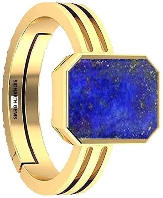 KUSHMIWAL GEMS 10.25 Ratti 9.00 Carat Natural Lapiz Plated Ring Original Brass Lapis Lazuli Gold Plated Ring