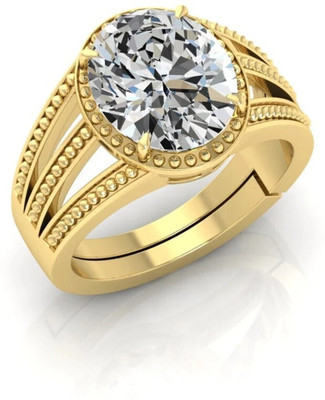 SHREE RADHE TRADERS 7.25 ratti White Zircon gemstone Certificate Gold plated Lab certificate Brass, Metal Gold Plated Ring