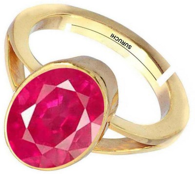 Suruchi Gems & Jewels Ruby (Manik) 7.25 Ratti or 6.5 Ct Gemstone Panchdhatu (5 Metal) Men Adjustable Stone Ring