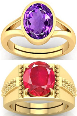 BHAIRAW GEMS Ratti Stone Adjustable Ring for Men & Women Stone Amethyst, Ruby Ring