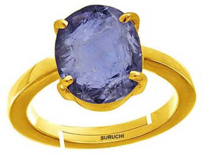 Suruchi Gems & Jewels Iolite (Neeli) 7.25 Ratti or 6.50 Ct Panchdhatu (5 Metal) Men Adjustable Stone Ring