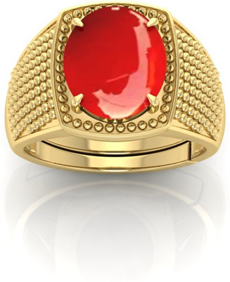 Pranjal Gems Crystal Coral Gold Plated Ring