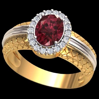 APSLOOSE Apsloose 9.25 Ratti 8.00 Carat Natural Ruby Stone Manik Ring Brass Ruby Gold Plated Ring