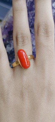 Ceylonmine01 Certified Coral (Munga) Gemstone Adjustable Stone Coral Ring Alloy Coral Silver Plated Ring