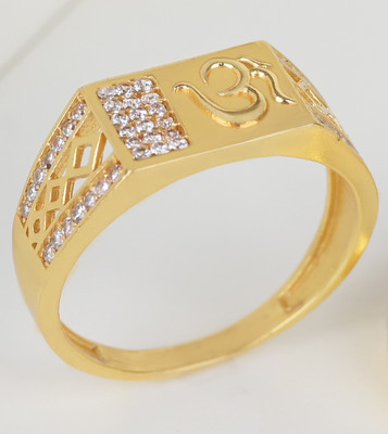 GORASH CREATION Brass Cubic Zirconia Gold Plated Ring