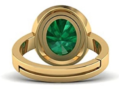 SIDHGEMS 9.25 Ratti 8.25 Crt Natural Panna/Emerald Certified Colombian Quality Precious Brass Emerald Gold Plated Ring