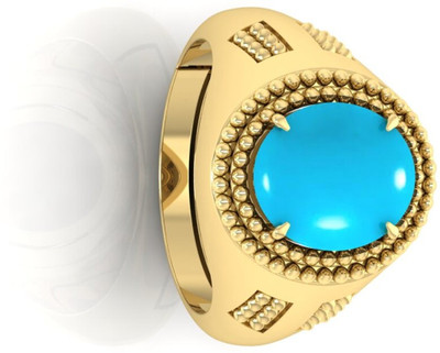 Anjali Corporation 3.25 Ratti To 21.25 Ratti firoza Stone Gold Plated Ring With Lab Certificate Brass Turquoise Gold Plated Ring
