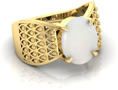 TODANI JEMS 7.25 Ratti Opal Gemstone Adjustable Ring With Lab CertificateE Crystal Opal Rhodium Plated Ring