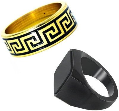 Neerajyoti Alloy Gold, Titanium Plated Ring Set