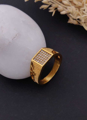 Mahi creations Gold Plated Diamond Wedding,Partywear ring-146 Brass Diamond Gold Plated Ring