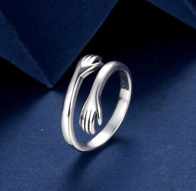 spyronix Silver Alloy Hug Ring for men women boys girls Alloy Ring Set Alloy Silver Plated Ring